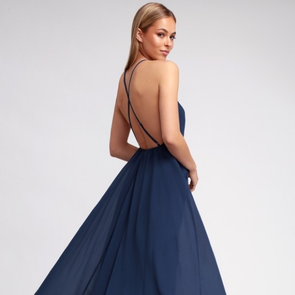 LULUS MYTHICAL KIND OF LOVE NAVY BLUE MAXI DRESS